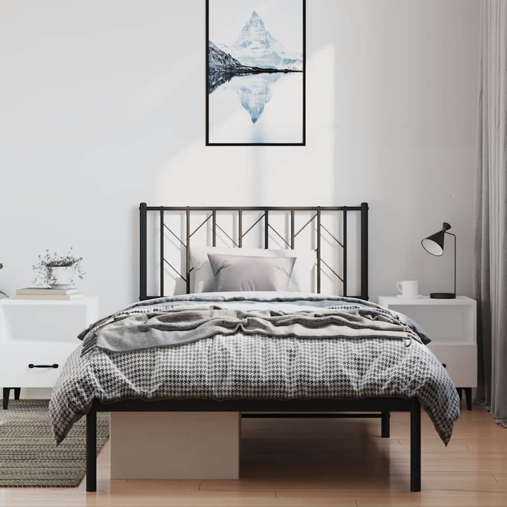 Metal Bed Frame without Mattress with Headboard Black 100x200cm