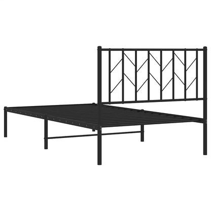 Metal Bed Frame without Mattress with Headboard Black 100x200cm