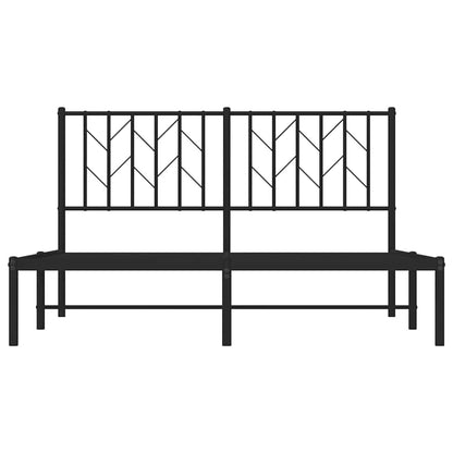 Metal Bed Frame without Mattress with Headboard Black 140x190cm