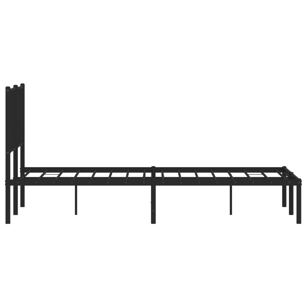 Metal Bed Frame without Mattress with Headboard Black 140x190cm