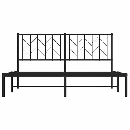 Metal Bed Frame without Mattress with Headboard Black 150x200cm