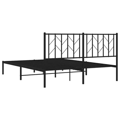 Metal Bed Frame without Mattress with Headboard Black 150x200cm
