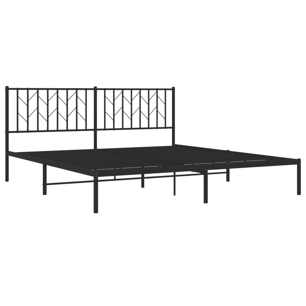 Metal Bed Frame without Mattress with Headboard Black 183x213cm