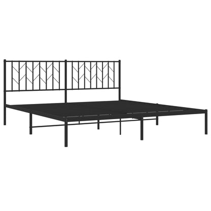 Metal Bed Frame without Mattress with Headboard Black 183x213cm