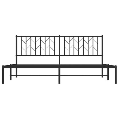 Metal Bed Frame without Mattress with Headboard Black 183x213cm