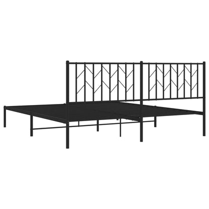 Metal Bed Frame without Mattress with Headboard Black 183x213cm