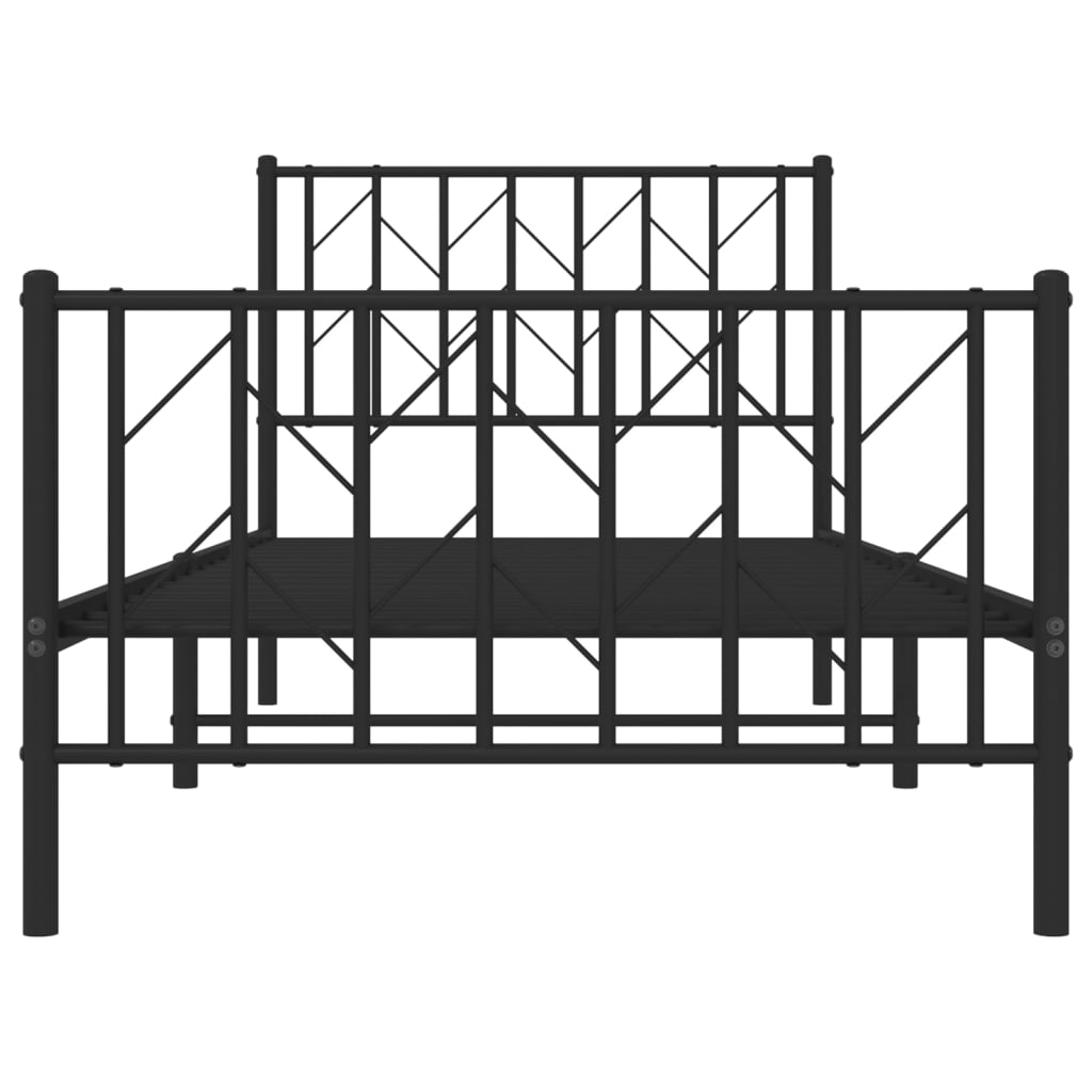 Metal Bed Frame without Mattress with Footboard Black 90x200cm