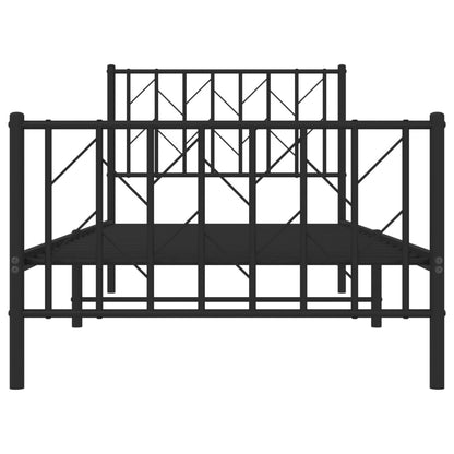 Metal Bed Frame without Mattress with Footboard Black 90x200cm