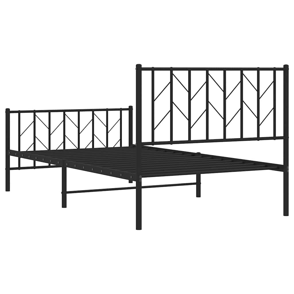 Metal Bed Frame without Mattress with Footboard Black 100x200cm
