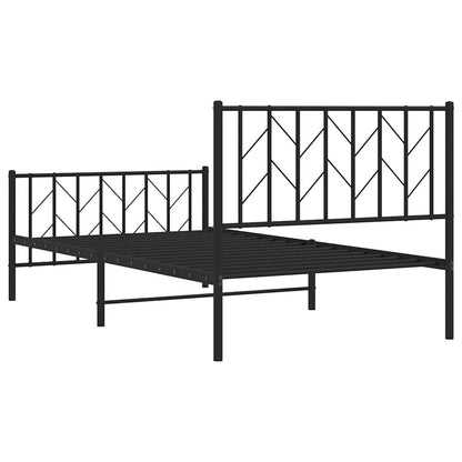 Metal Bed Frame without Mattress with Footboard Black 100x200cm