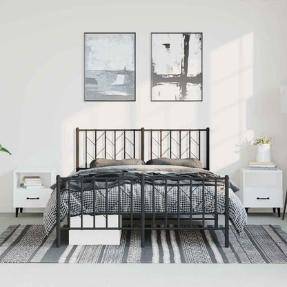 Metal Bed Frame without Mattress with Footboard Black 150x200cm
