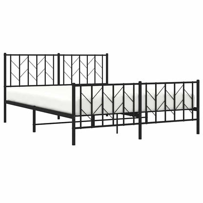 Metal Bed Frame without Mattress with Footboard Black 150x200cm