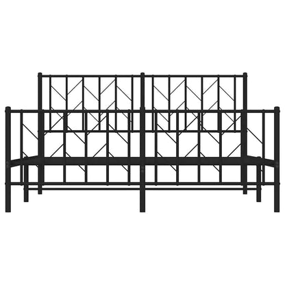 Metal Bed Frame without Mattress with Footboard Black 150x200cm