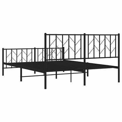 Metal Bed Frame without Mattress with Footboard Black 150x200cm