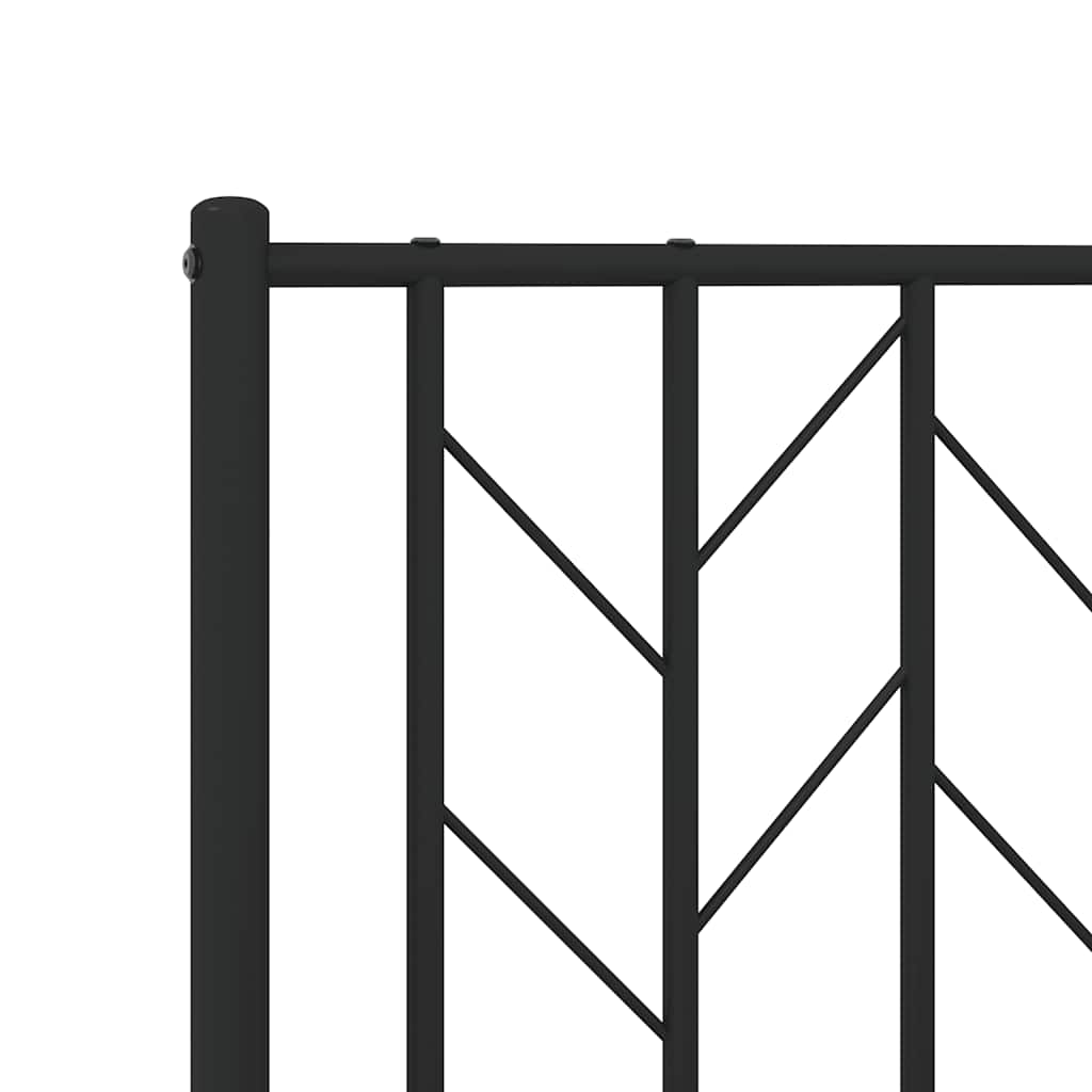 Metal Bed Frame without Mattress with Footboard Black 150x200cm