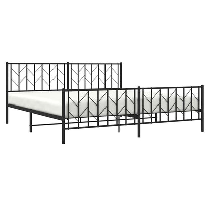 Metal Bed Frame without Mattress with Footboard Black 193x203cm