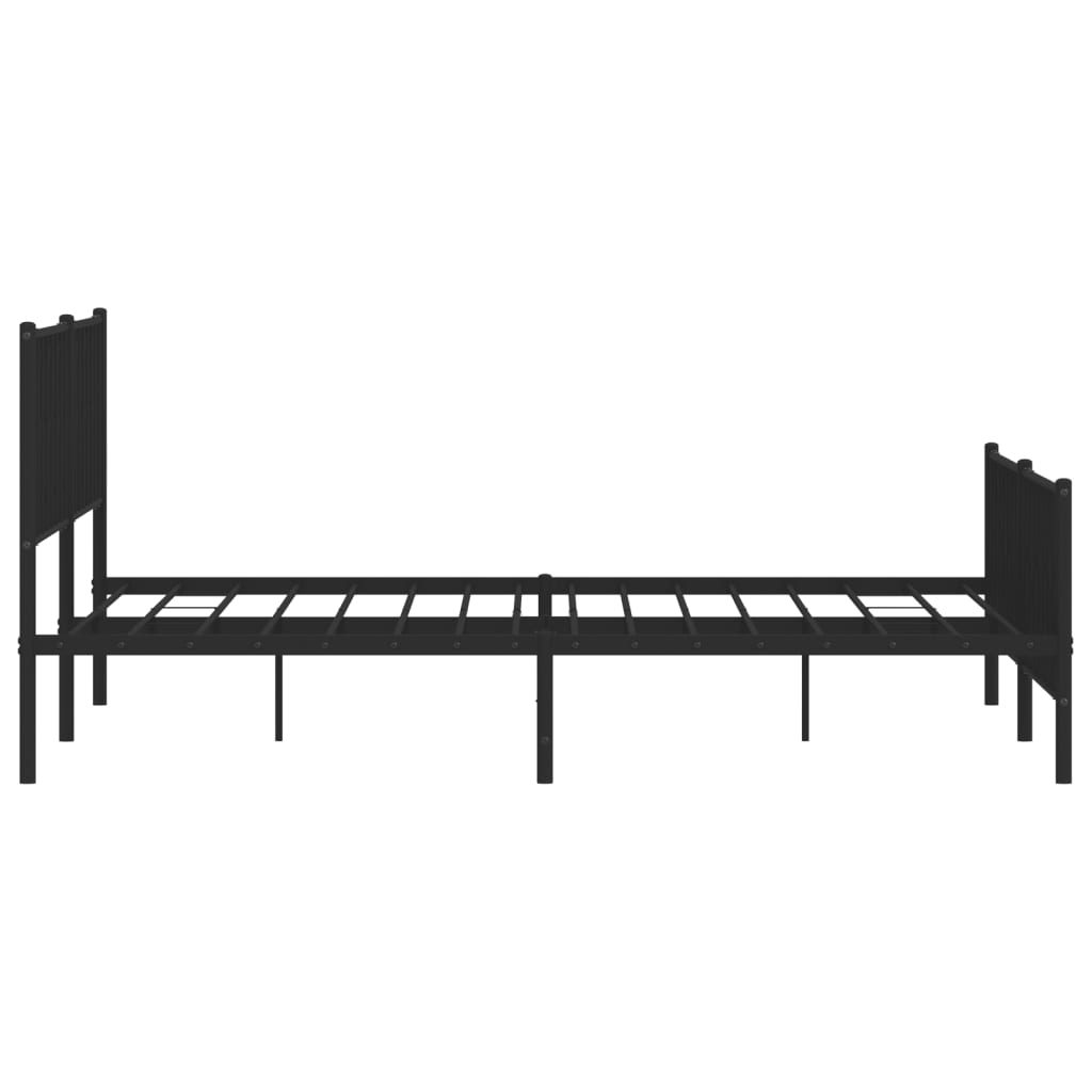 Metal Bed Frame without Mattress with Footboard Black 200x200cm