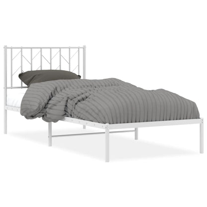 Metal Bed Frame without Mattress with Headboard White 90x200cm