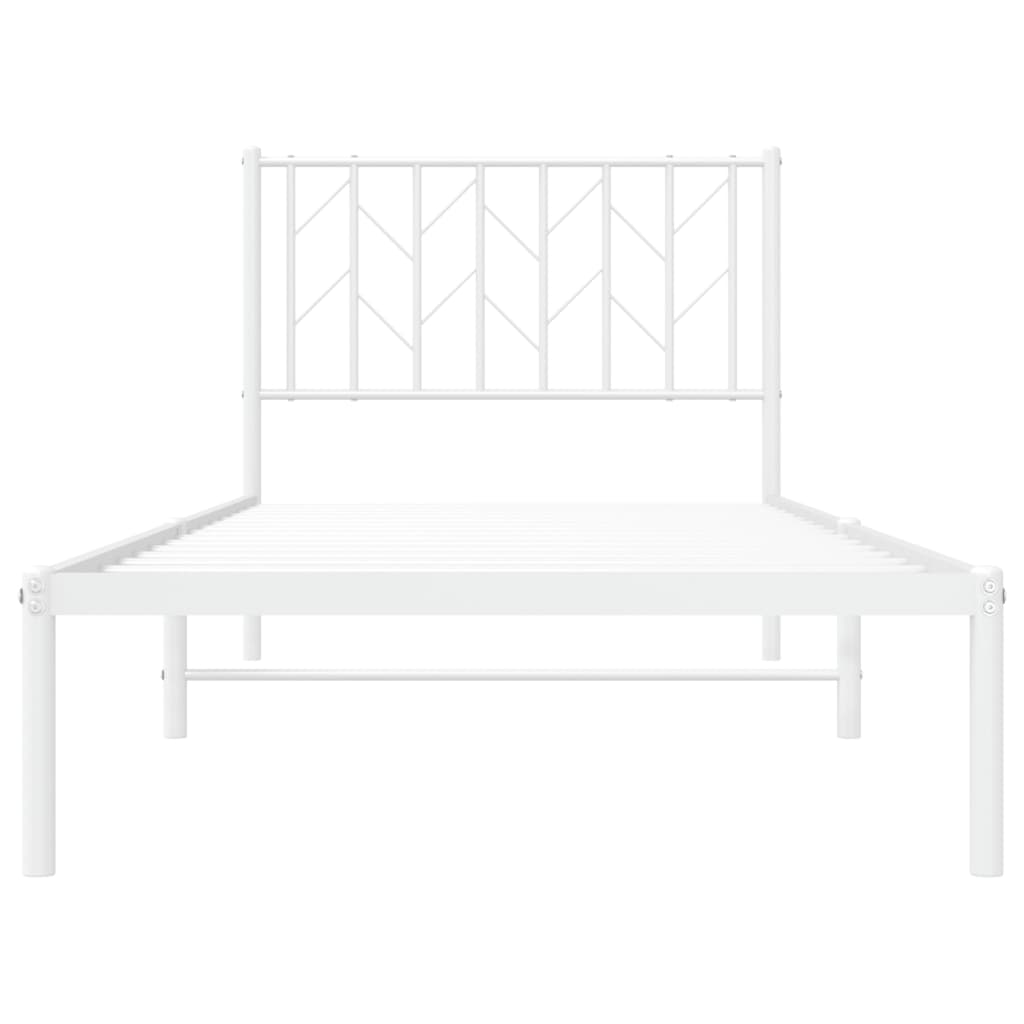 Metal Bed Frame without Mattress with Headboard White 90x200cm