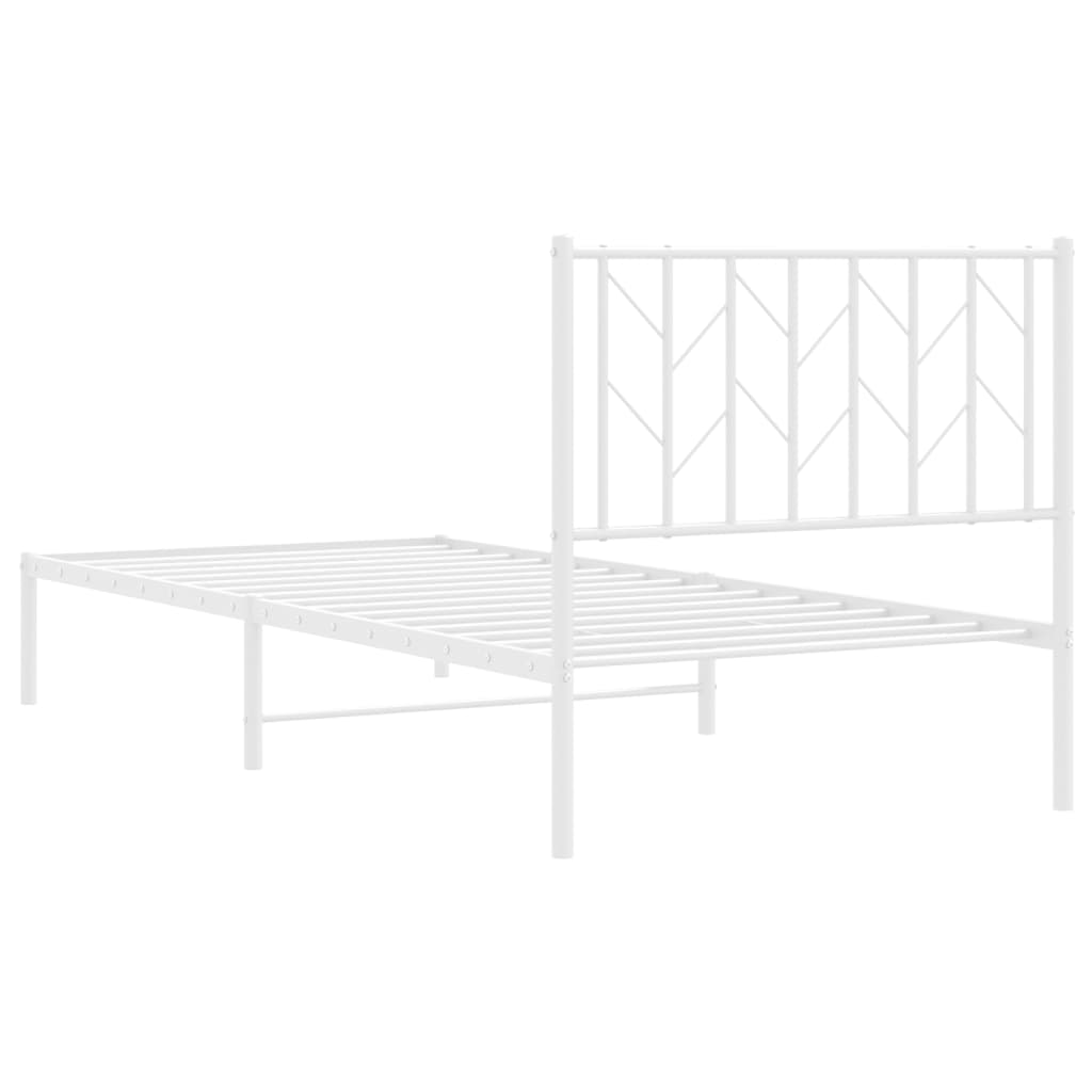 Metal Bed Frame without Mattress with Headboard White 90x200cm