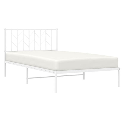 Metal Bed Frame without Mattress with Headboard White 107x203cm
