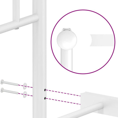 Metal Bed Frame without Mattress with Headboard White 107x203cm