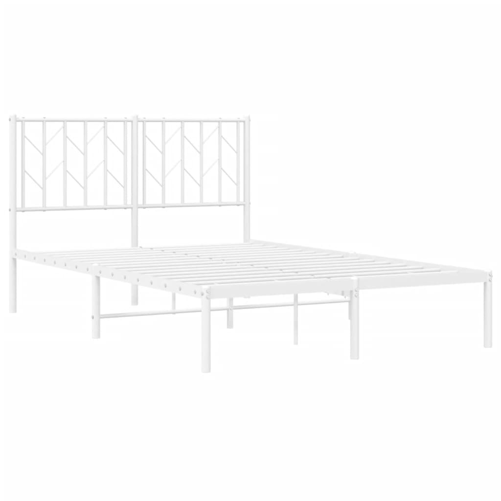 Metal Bed Frame without Mattress with Headboard White 120x190cm