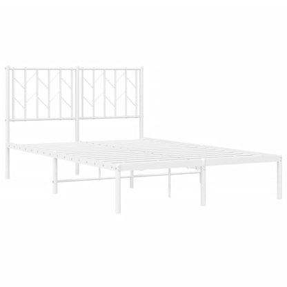 Metal Bed Frame without Mattress with Headboard White 120x190cm