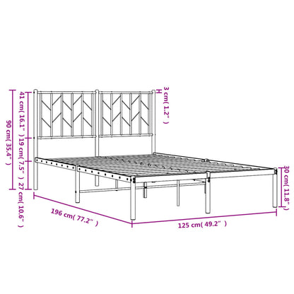 Metal Bed Frame without Mattress with Headboard White 120x190cm