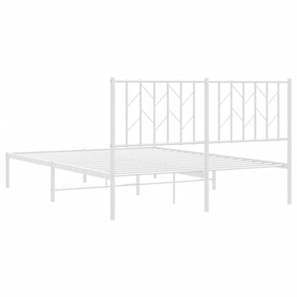 Metal Bed Frame without Mattress with Headboard White 140x190cm
