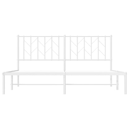 Metal Bed Frame without Mattress with Headboard White 160x200cm