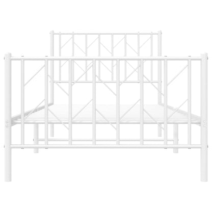 Metal Bed Frame without Mattress with Footboard White 90x200cm