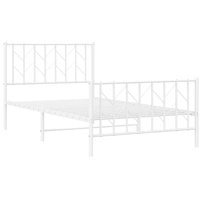 Metal Bed Frame without Mattress with Footboard White 100x200cm