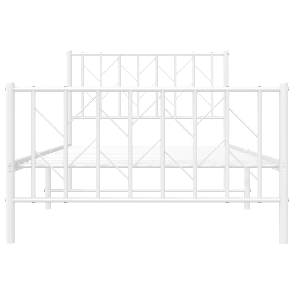 Metal Bed Frame without Mattress with Footboard White 100x200cm