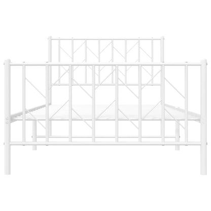 Metal Bed Frame without Mattress with Footboard White 100x200cm