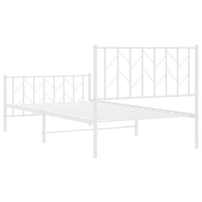 Metal Bed Frame without Mattress with Footboard White 100x200cm