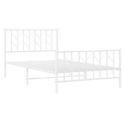 Metal Bed Frame without Mattress with Footboard White 107x203cm