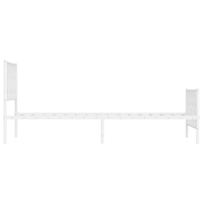 Metal Bed Frame without Mattress with Footboard White 107x203cm