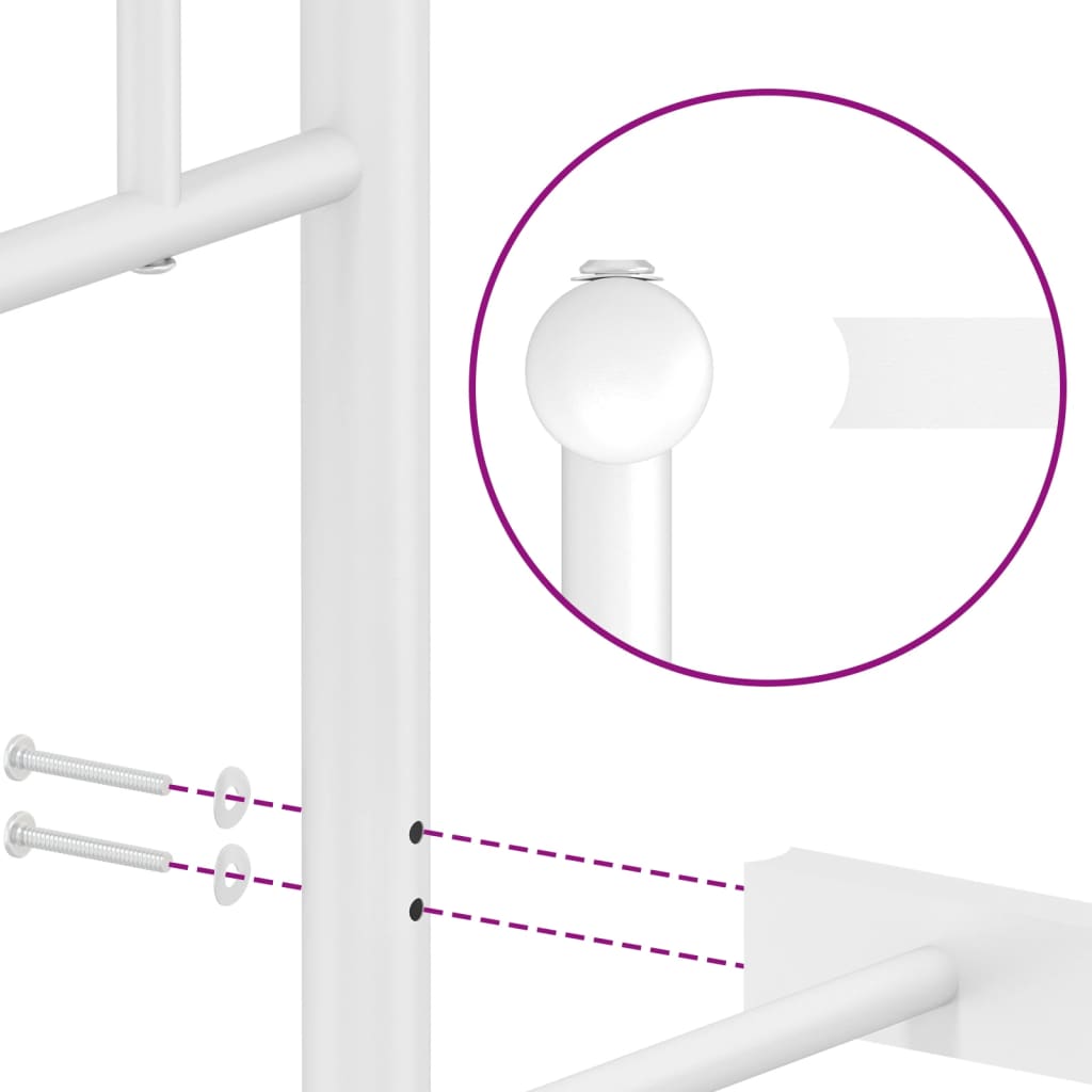 Metal Bed Frame without Mattress with Footboard White 107x203cm