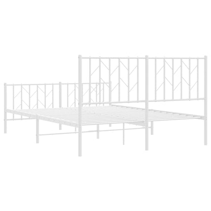 Metal Bed Frame without Mattress with Footboard White 140x190cm
