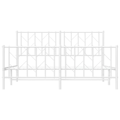 Metal Bed Frame without Mattress with Footboard White 150x200cm