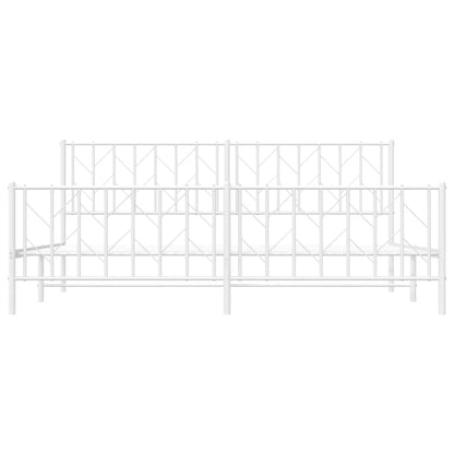 Metal Bed Frame without Mattress with Footboard White 193x203cm