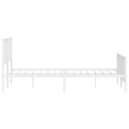Metal Bed Frame without Mattress with Footboard White 193x203cm