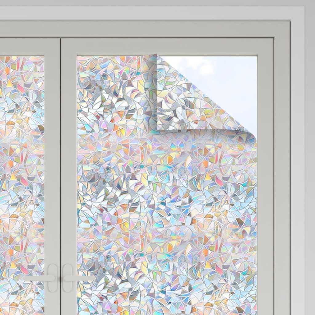 Window Films 3 pcs Frosted 3D Rainbow Pattern PVC