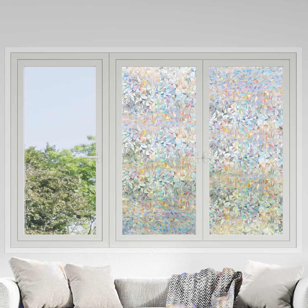 Window Films 3 pcs Frosted 3D Rainbow Pattern PVC