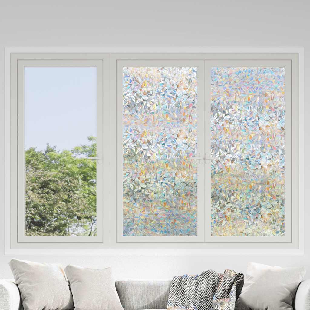 Window Films 3 pcs Frosted 3D Rainbow Pattern PVC