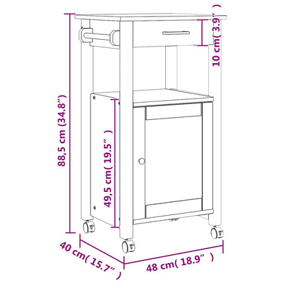 Kitchen Trolley MONZA 48x40x88.5 cm Solid Wood Pine