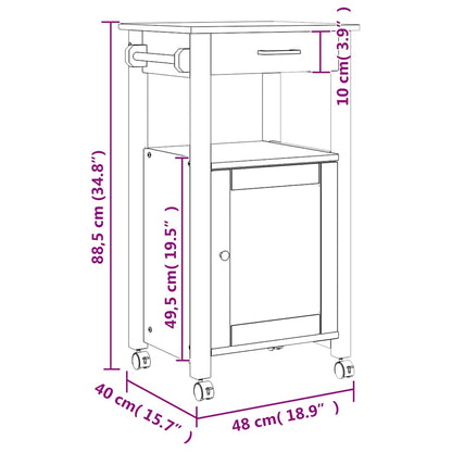 Kitchen Trolley MONZA 48x40x88.5 cm Solid Wood Pine