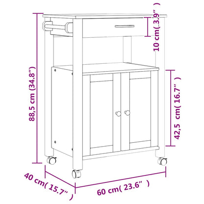 Kitchen Trolley MONZA 60x40x88.5 cm Solid Wood Pine