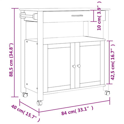Kitchen Trolley MONZA 84x40x88.5 cm Solid Wood Pine